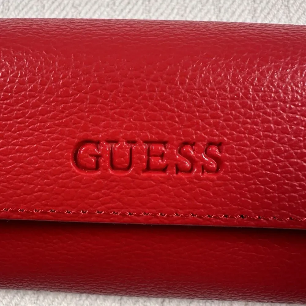 GUESS Red Faux Leather Eyeglasses Sunglasses Semi Hard Case